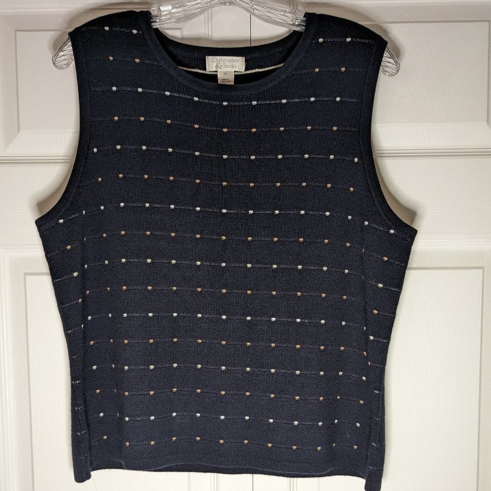 Christopher & Banks- Navy Blue Sweater Vest- Size XL